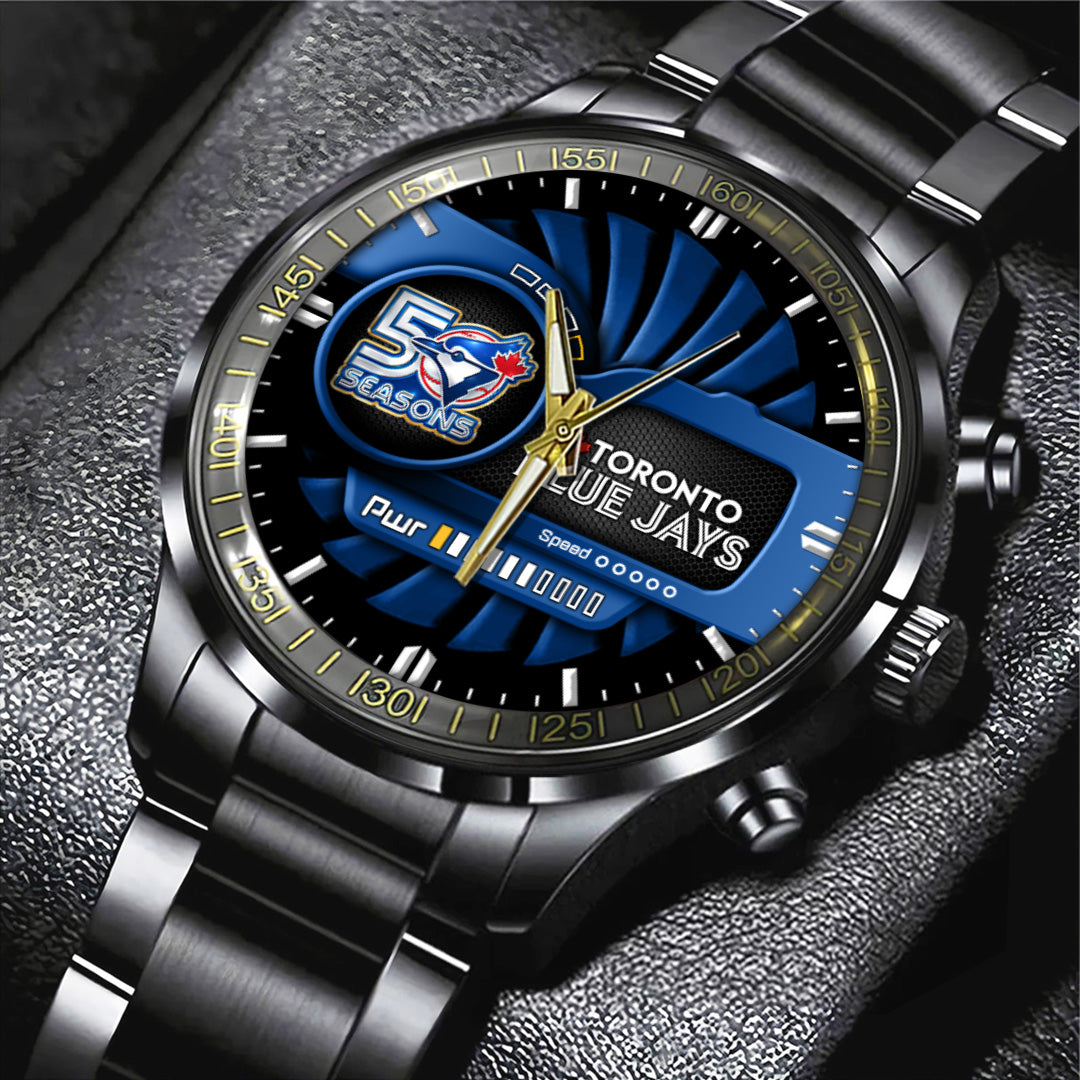 Toronto Blue Jays 50th Anniversary Black Stainless Steel Watch – TANTN20542