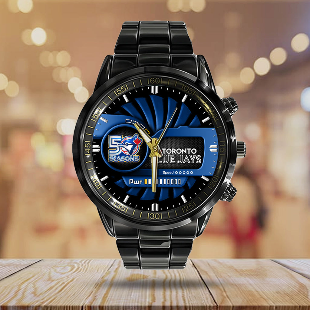 Toronto Blue Jays 50th Anniversary Black Stainless Steel Watch – TANTN20542