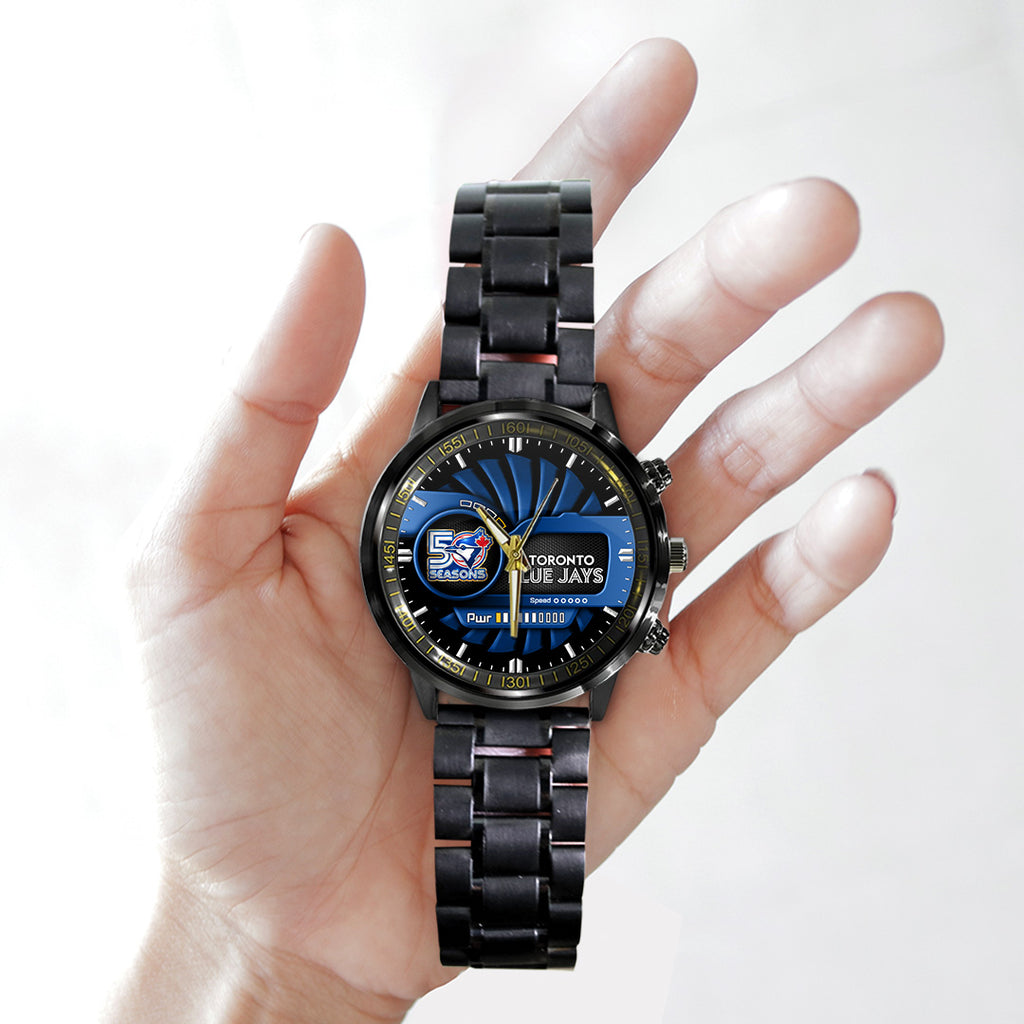 Toronto Blue Jays 50th Anniversary Black Stainless Steel Watch – TANTN20542