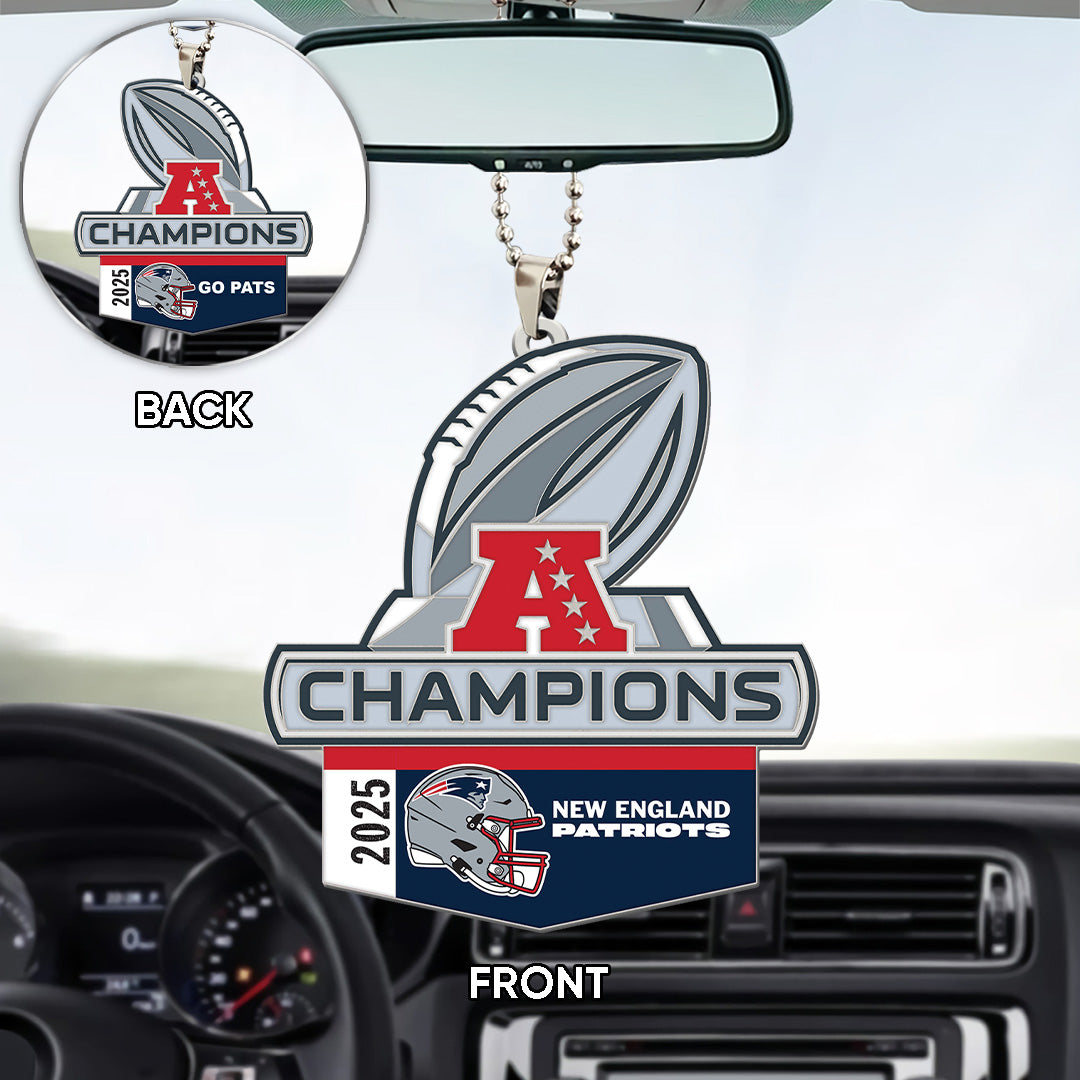 New England Patriots 2025 AFC Champions Custom shape 2-sided Acrylic Car Ornament – TANTN20612