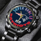 New England Patriots 2025 AFC Champions Black Stainless Steel Watch – TANTN20641