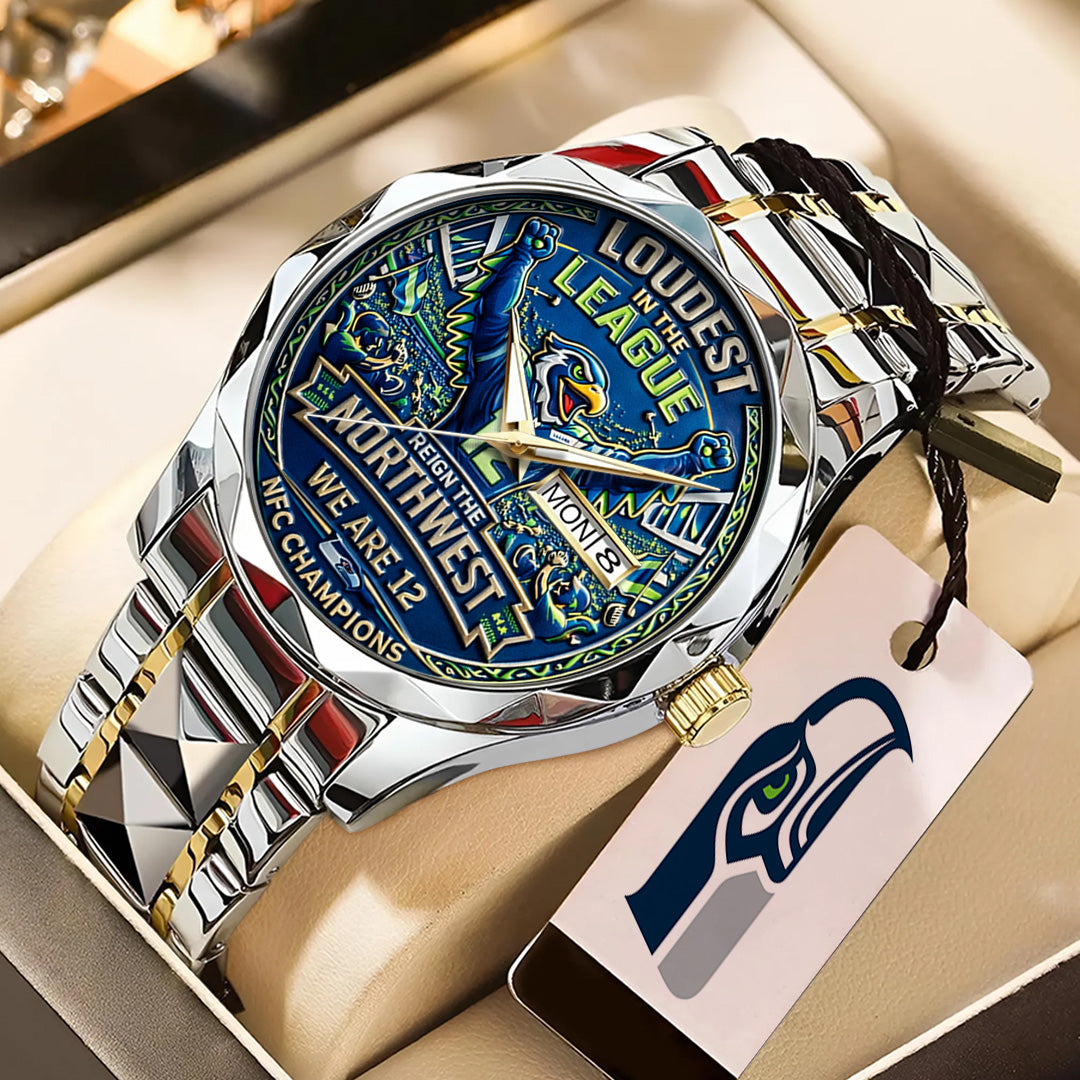 Seattle Seahawks 2025 NFC Champions Alloy Luxury Quartz Watch – TANTN20714