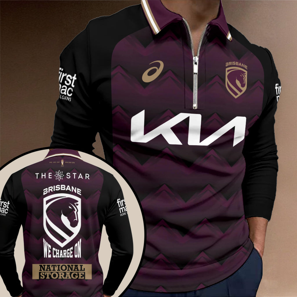 Brisbane Broncos 2026 Mens World Club Zip Polo Shirt – TANTN21106