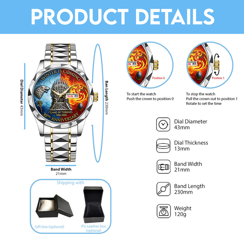 Game of Thrones 30th Anniversary 2026 Alloy Luxury Quartz Watch – TANTN21334