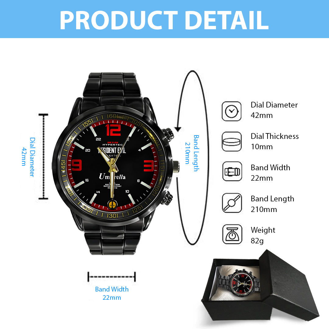 Resident Evil Requiem Black Stainless Steel Watch – TANTN22226