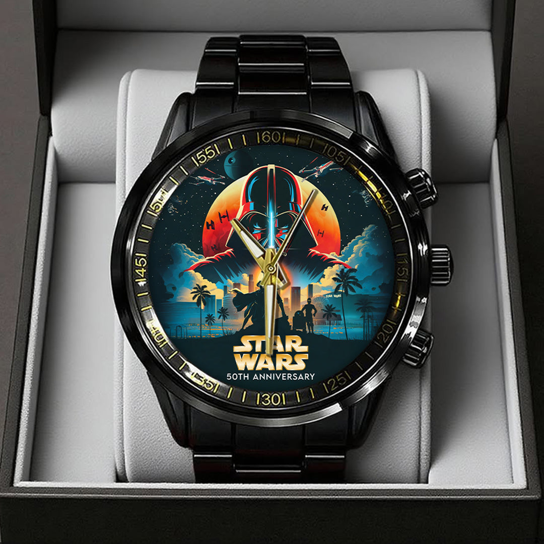 Star Wars 50th Anniversary Black Stainless Steel Watch – TANTN22499
