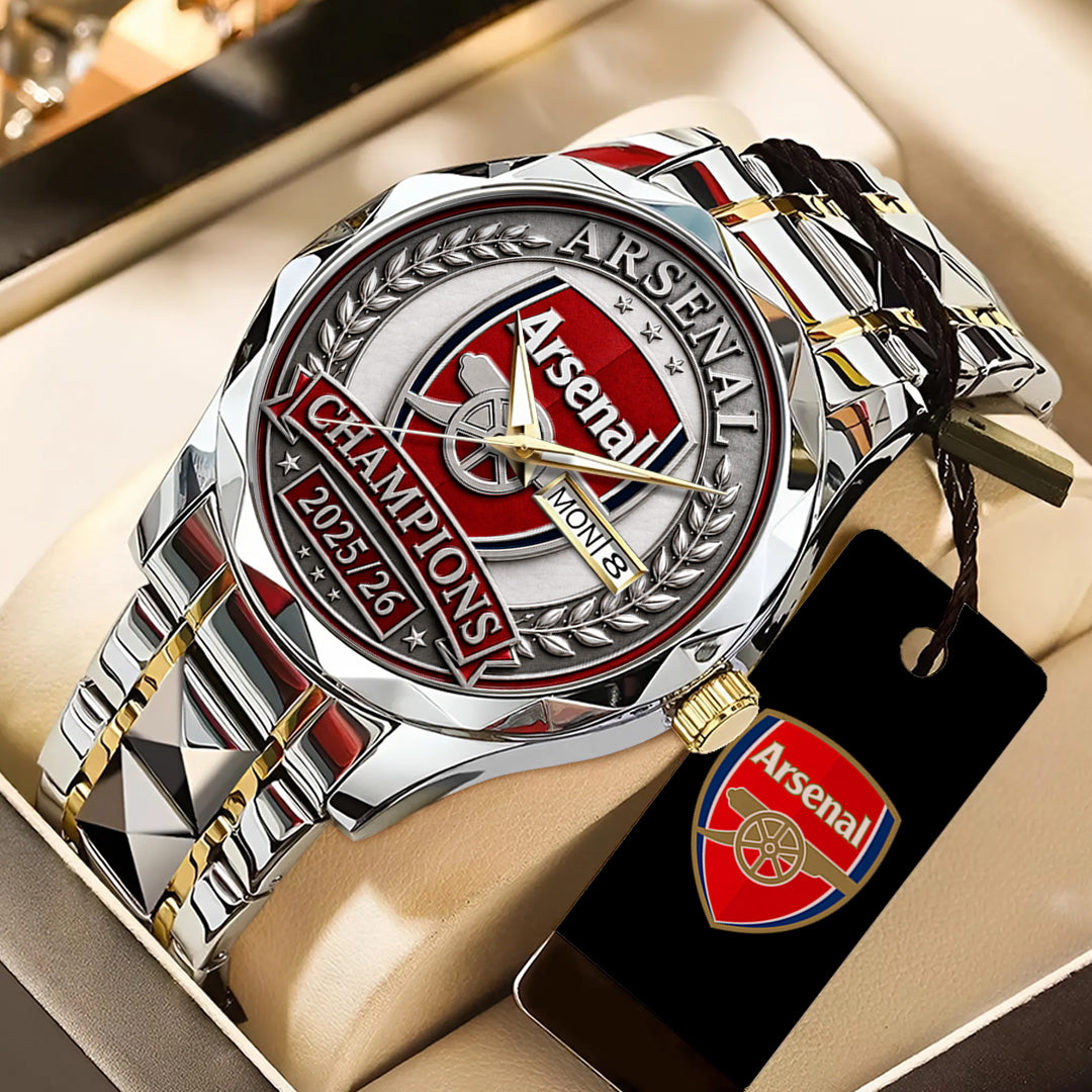 Arsenal FC Premier League Champions 25/26 Alloy Luxury Quartz Watch – TANTN23117