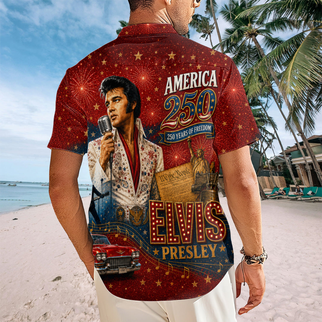 Elvis Presley x America250 Short Sleeve Button-Down Shirt – TANTN23533