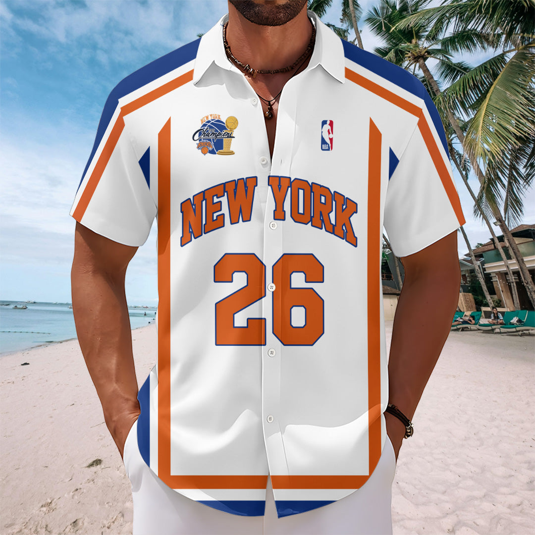 New York Knicks NBA Finals Champions 2026 Short Sleeve Button-Down Shirt – TANTN23676