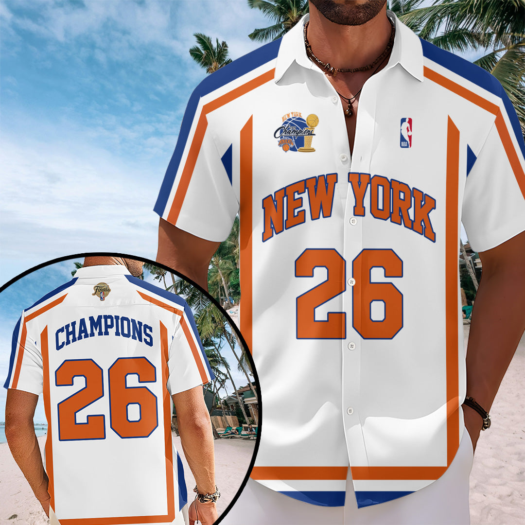 New York Knicks NBA Finals Champions 2026 Short Sleeve Button-Down Shirt – TANTN23676