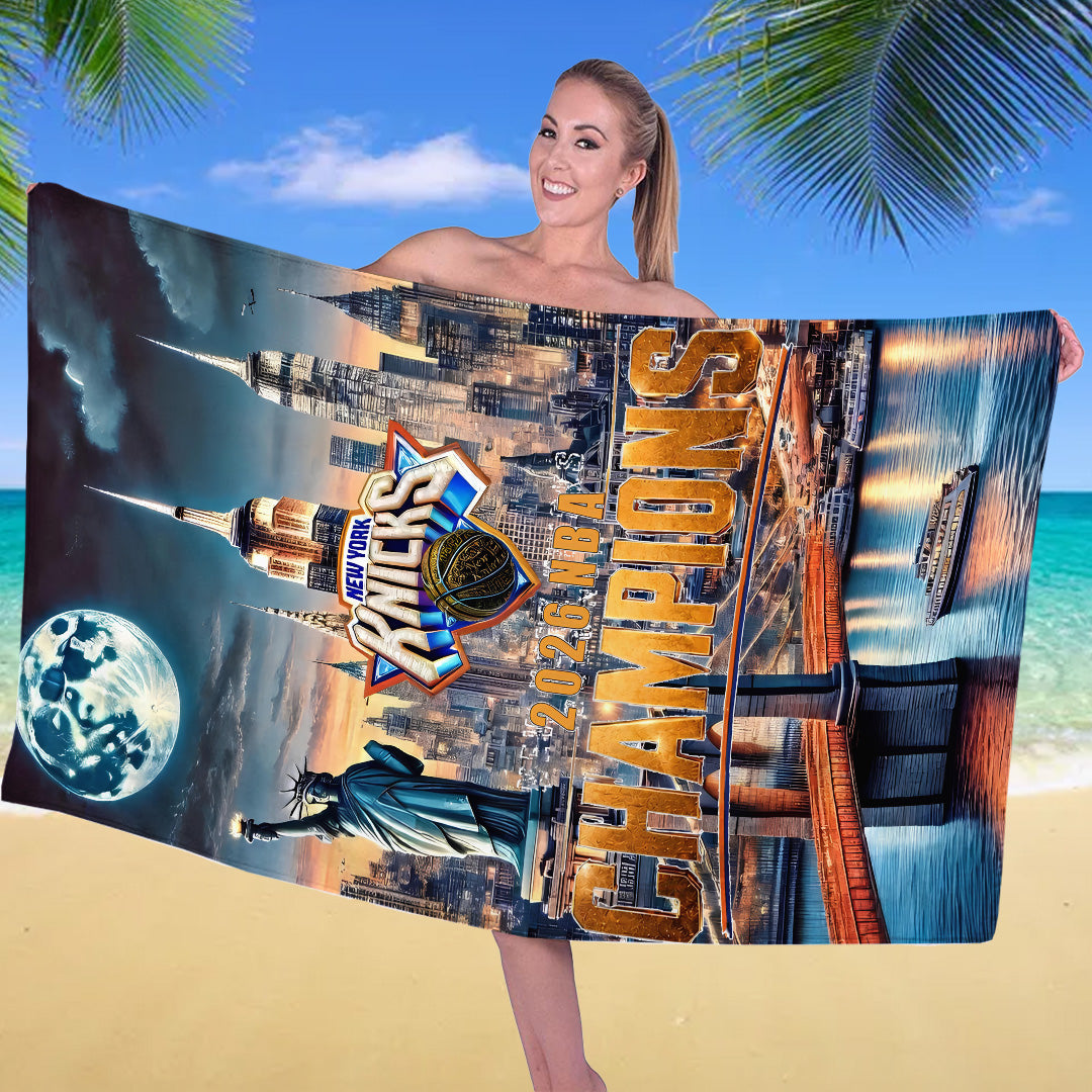 New York Knicks NBA Finals Champions 2026 Rectangle Beach Towel – TANTN23795