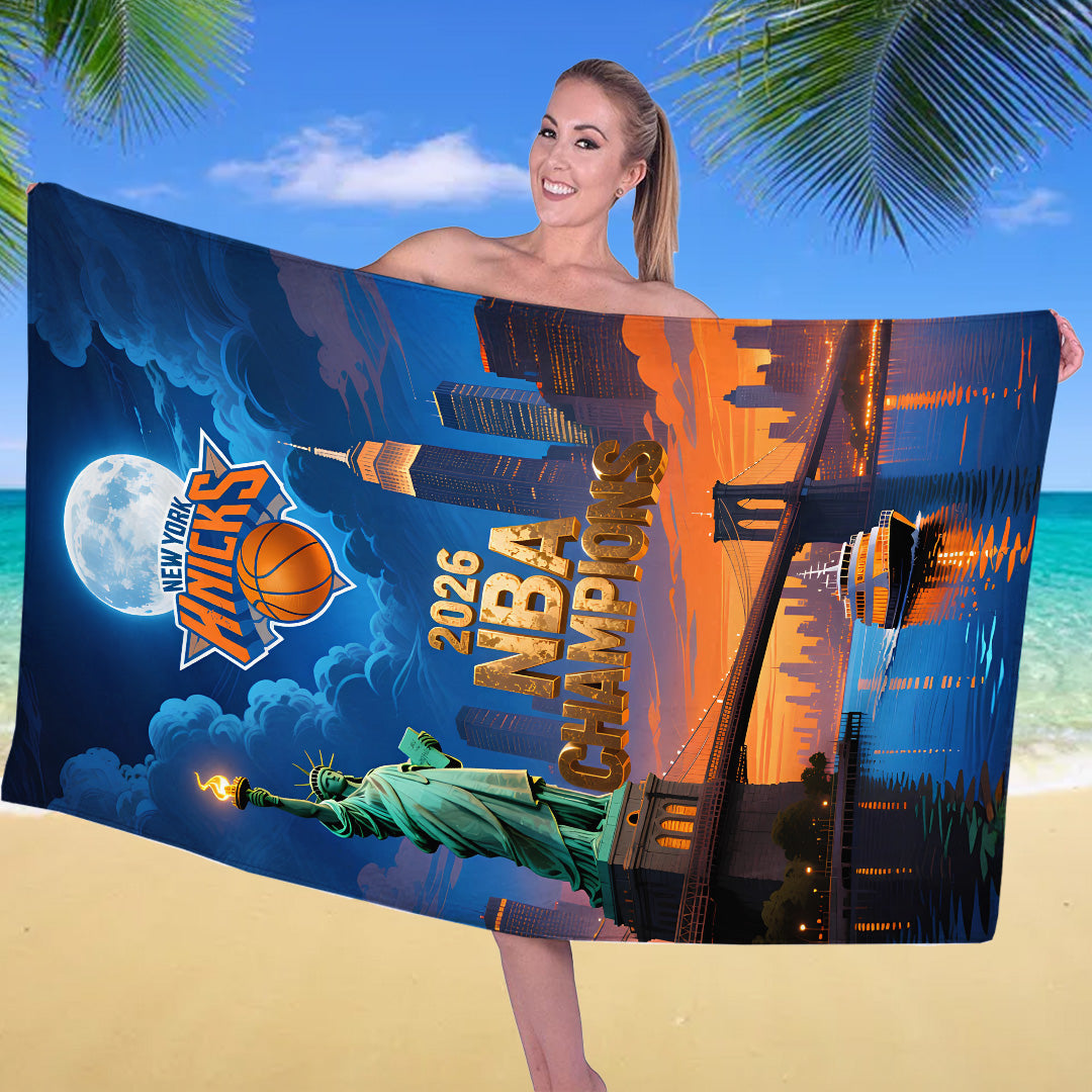 New York Knicks NBA Finals Champions 2026 Rectangle Beach Towel – TANTN23796