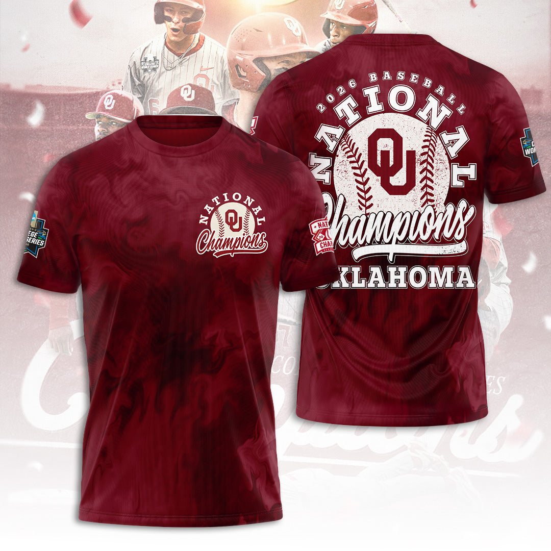 Oklahoma Sooners 2026 NCAA Baseball Men's College World Series Champions 3D Apparel – TANTN23844