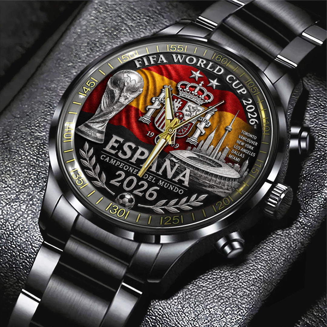 Spain National Team 2026 FIFA World Cup Champions Black Stainless Steel Watch – TANTN24397