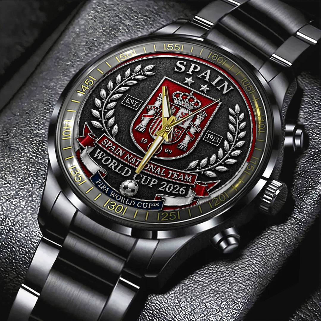 Spain National Team 2026 FIFA World Cup Champions Black Stainless Steel Watch – TANTN24401