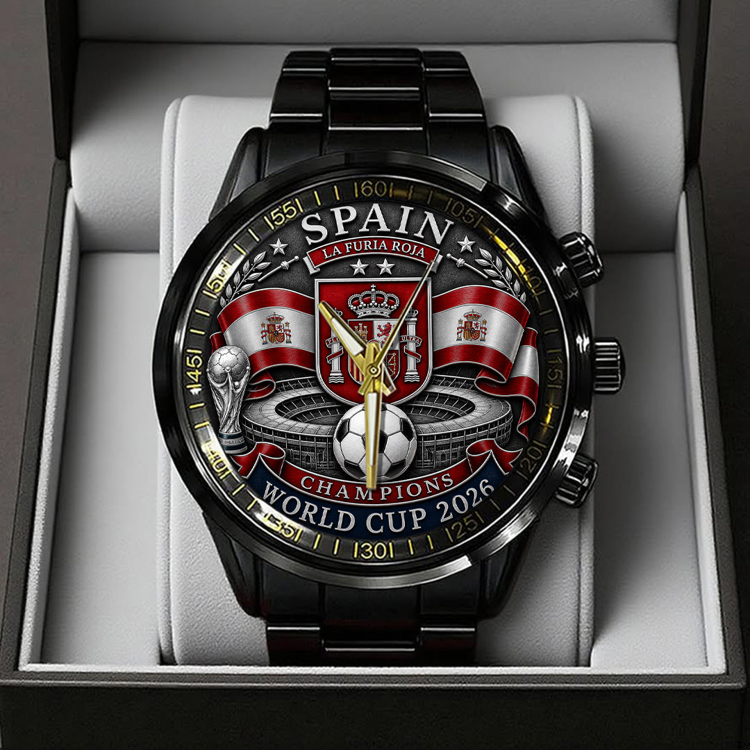 Spain National Team 2026 FIFA World Cup Champions Black Stainless Steel Watch – TANTN24402