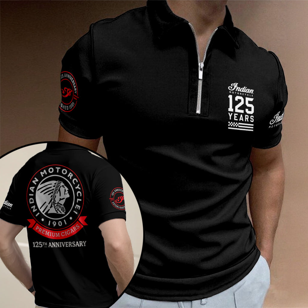 Indian Motorcycle 125th Anniversary Zip Polo Shirt – TANTN24830