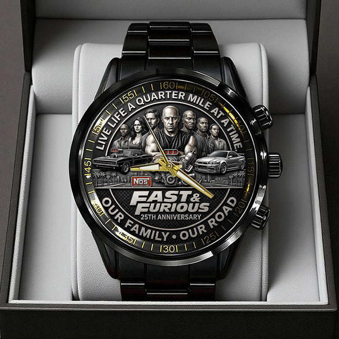 Fast & Furious 25th Anniversary Black Stainless Steel Watch – TANTN24843