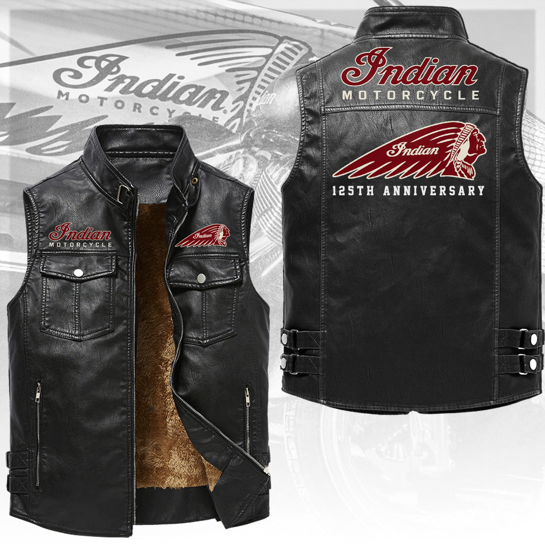 Indian Motorcycle 125th Anniversary Premium 2D Sleeveless Leather Vest – TANTN24851
