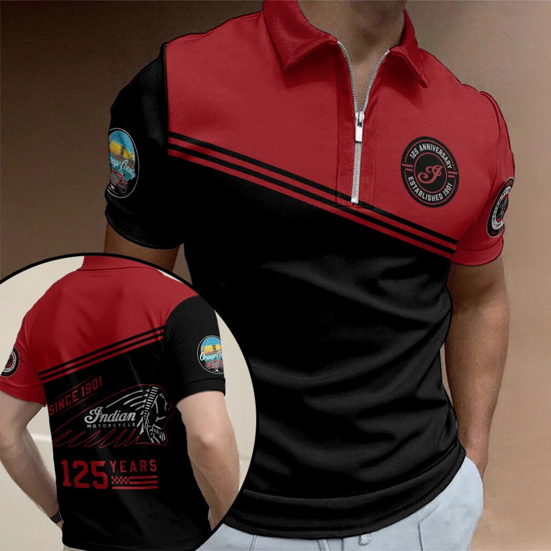 Indian Motorcycle 125th Anniversary Zip Polo Shirt – TANTN24968