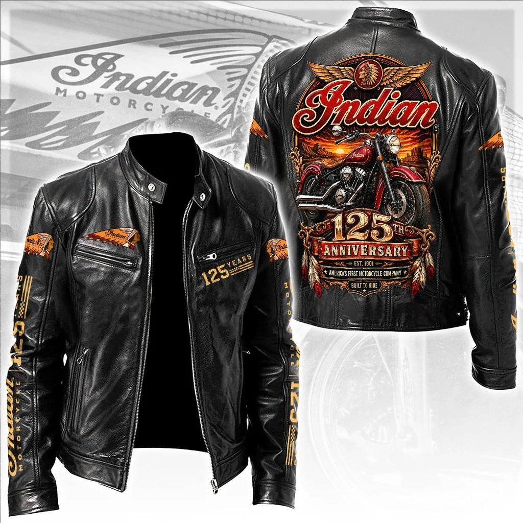 Indian Motorcycle 125th Anniversary 2026 Motorcycle Leather Jacket – TANTN26096