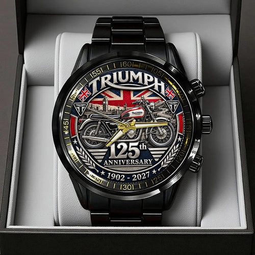 Triumph Motorcycles 125th Anniversary 2027 Black Stainless Steel Watch – TANTN26238