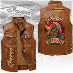 Indian Motorcycle 125th Anniversary 2026 Premium 2D Sleeveless Leather Vest – TANTN26356
