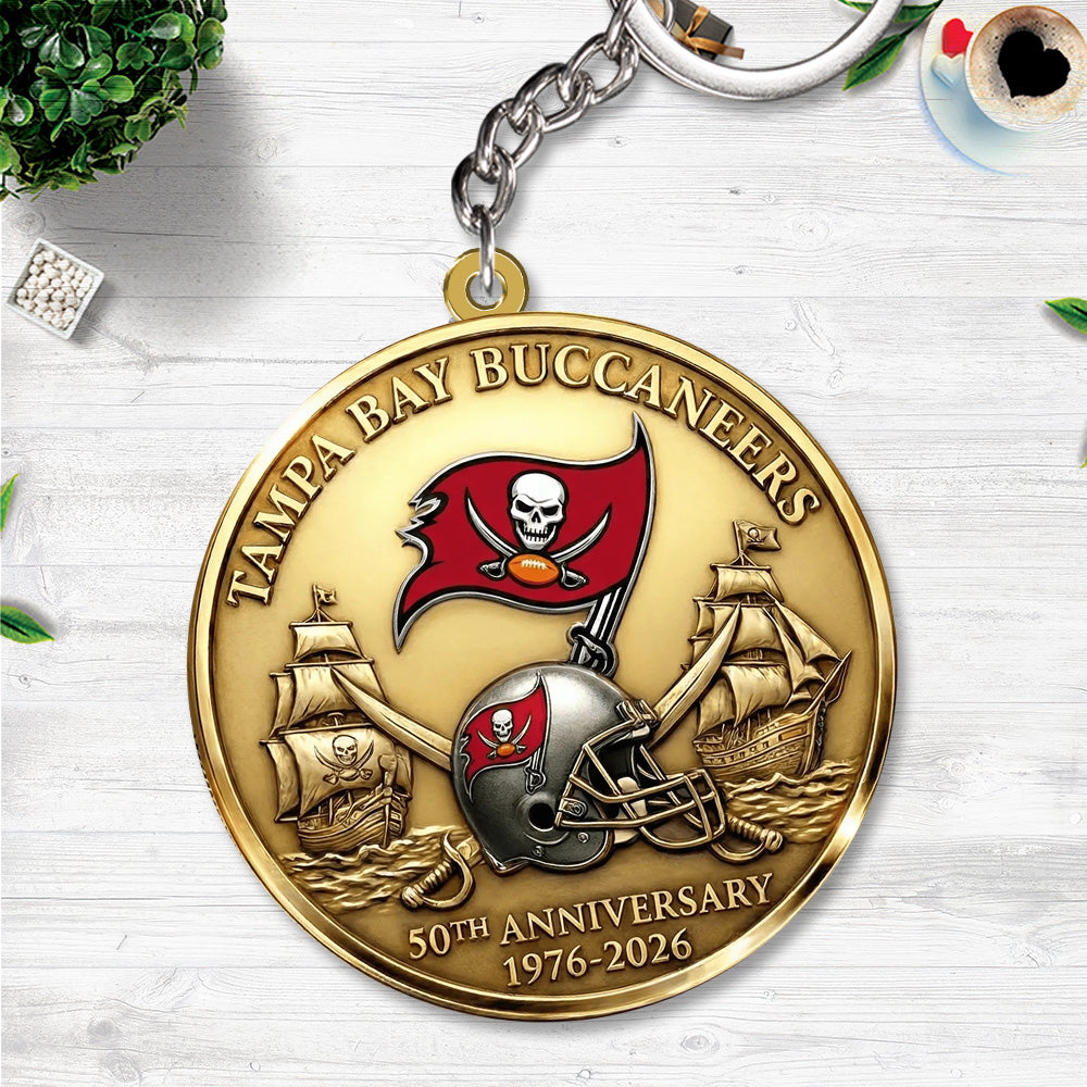 Tampa Bay Buccaneers 50th Anniversary Custom Shape 2-sided Keychain – HOATT15363