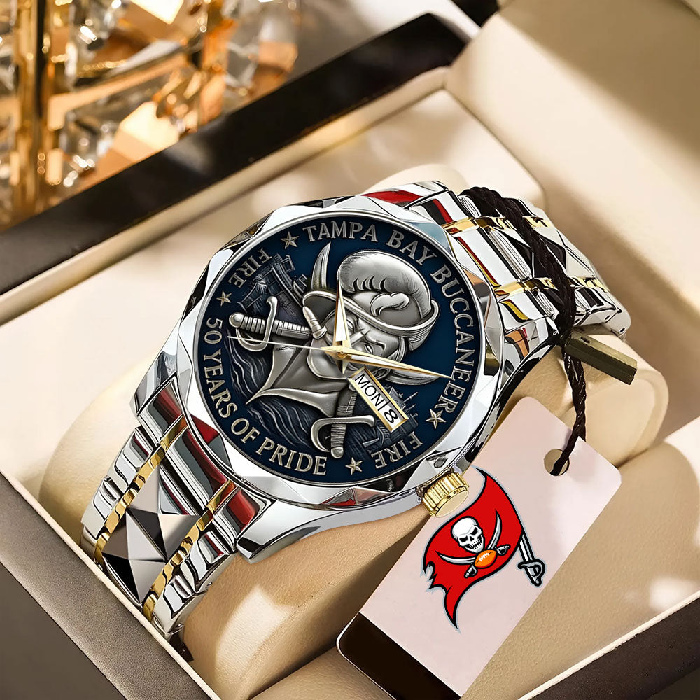Tampa Bay Buccaneers 50th Anniversary 2025 Alloy Luxury Quartz Watch – TANTN17174