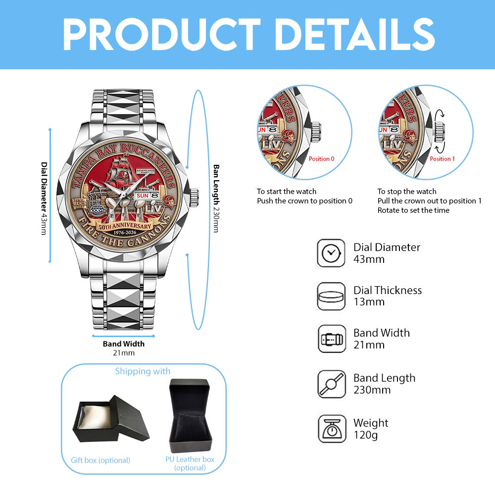 Tampa Bay Buccaneers 50th Anniversary Alloy Luxury Quartz Watch – MAITM15003