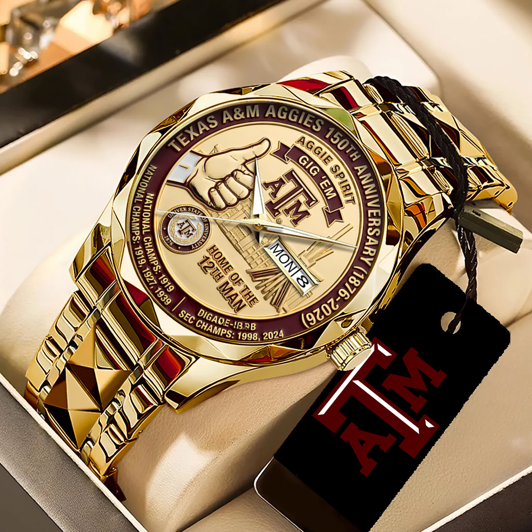 Texas A&M Aggies Football 150th Anniversary 2026 Alloy Luxury Quartz Watch – TANTN21314