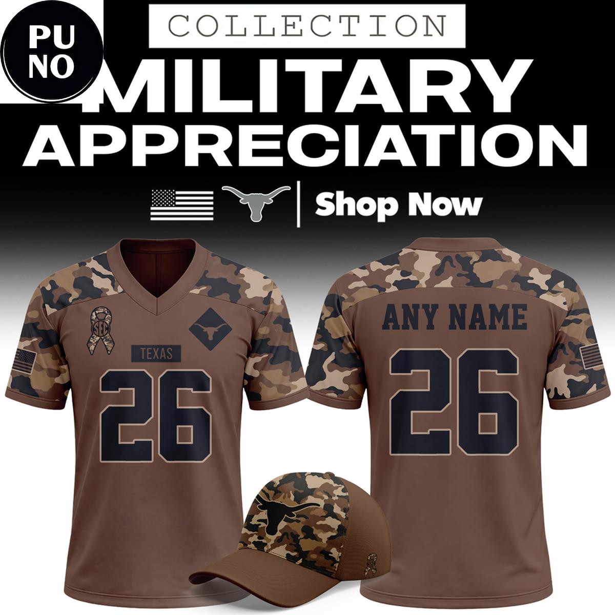 Texas Longhorns 2026 Military Appreciation Night Personalized Football Jersey