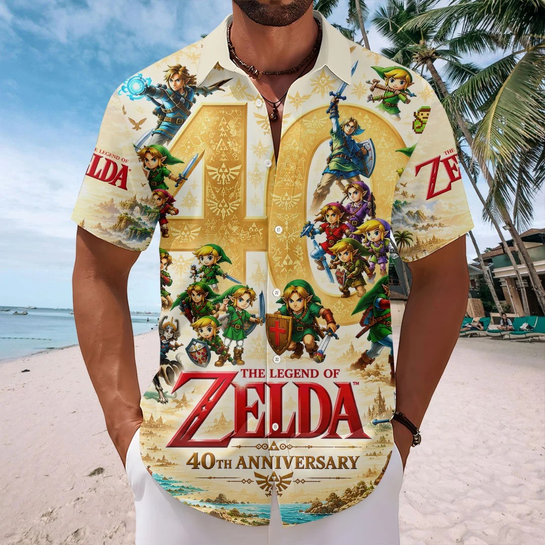 The Legend of Zelda 40th Anniversary Short Sleeve Button-Down Shirt – HOATT26832