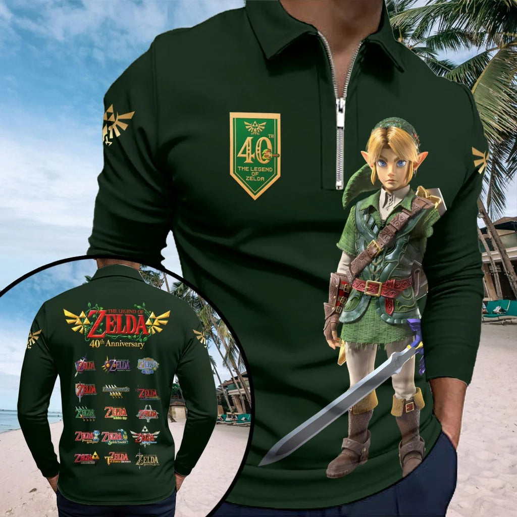 The Legend of Zelda 40th Anniversary Zip Polo Shirt – HOATT26834