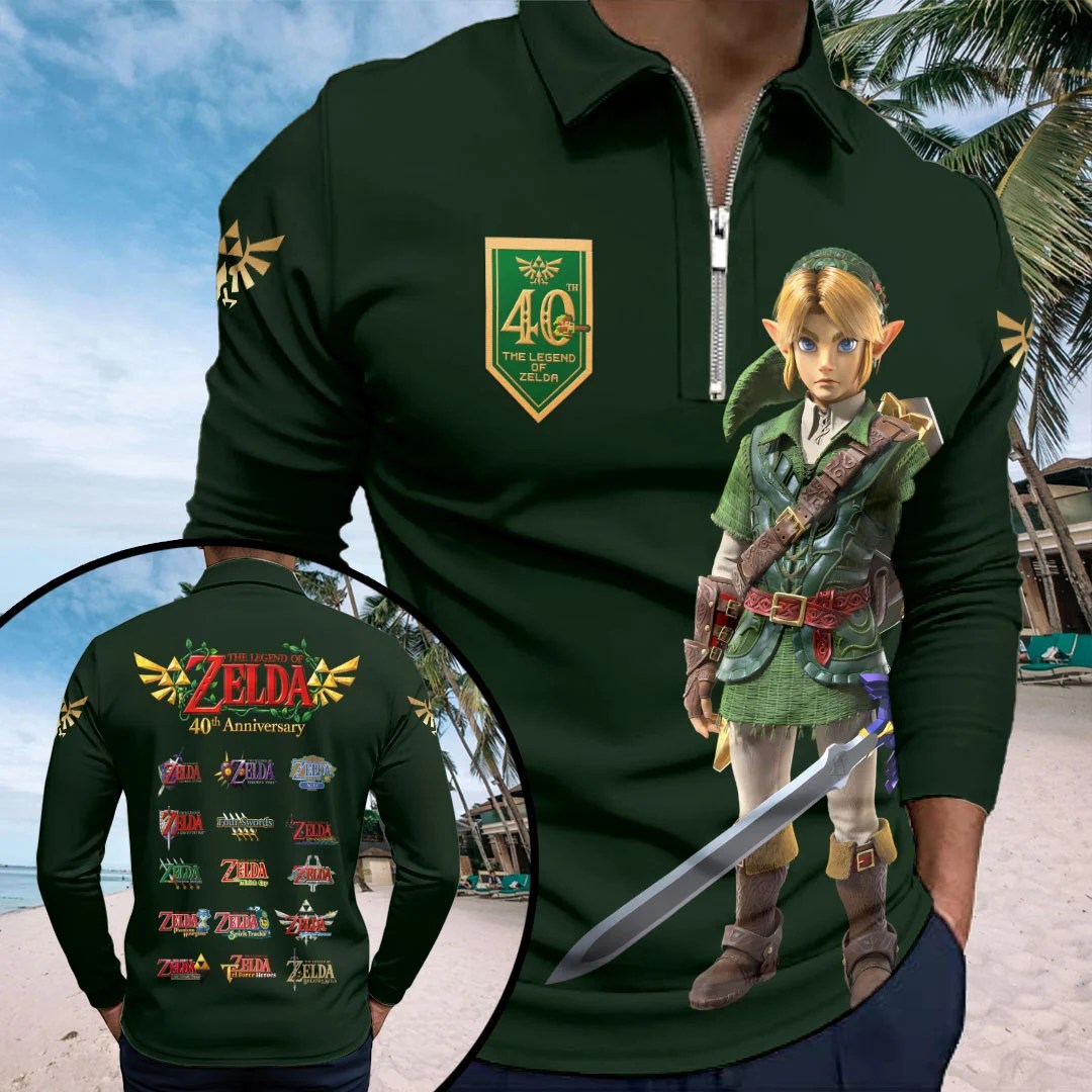 The Legend of Zelda 40th Anniversary Zip Polo Shirt – HOATT26834