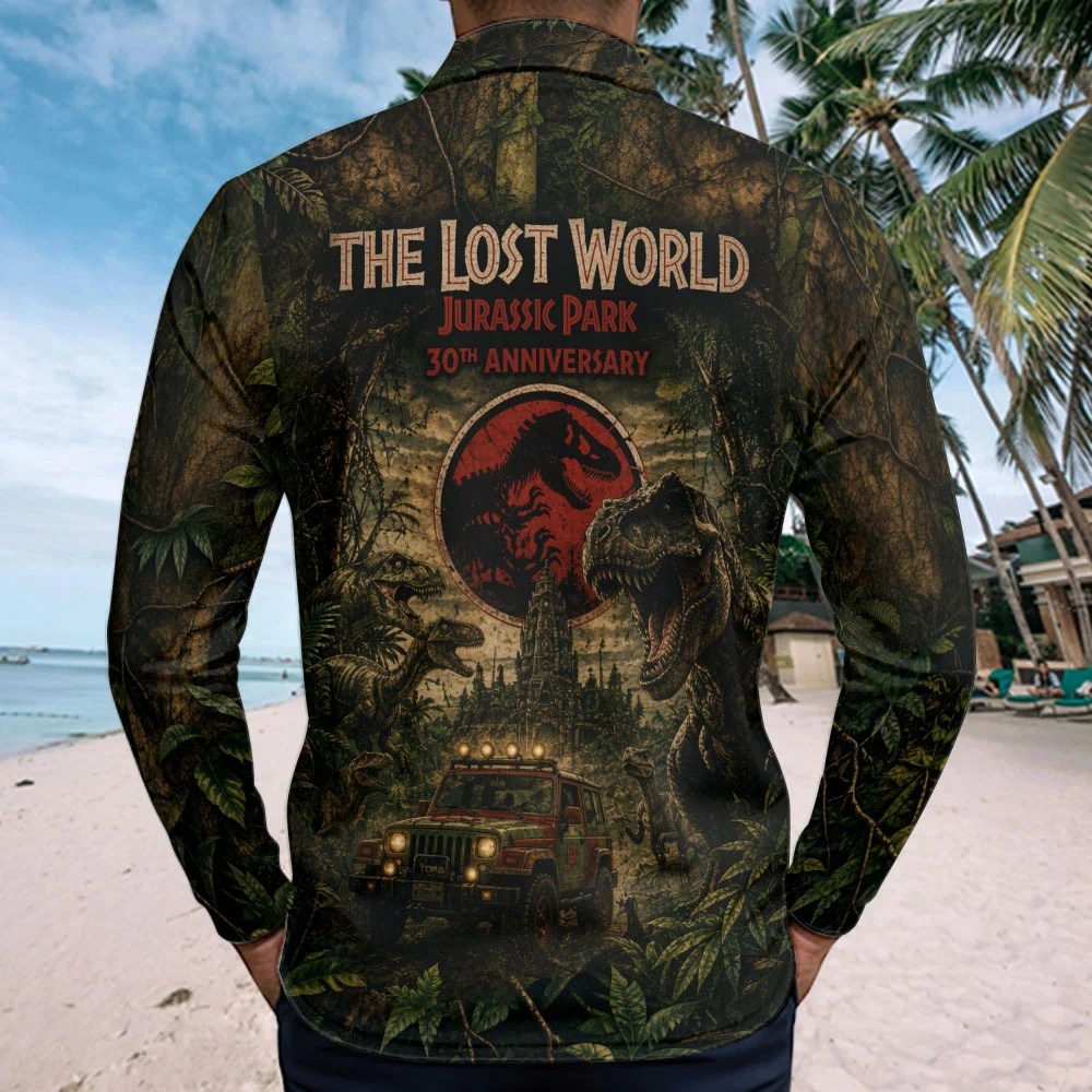 The Lost World: Jurassic Park 30th Anniversary Zip Polo Shirt – TMTHU8826