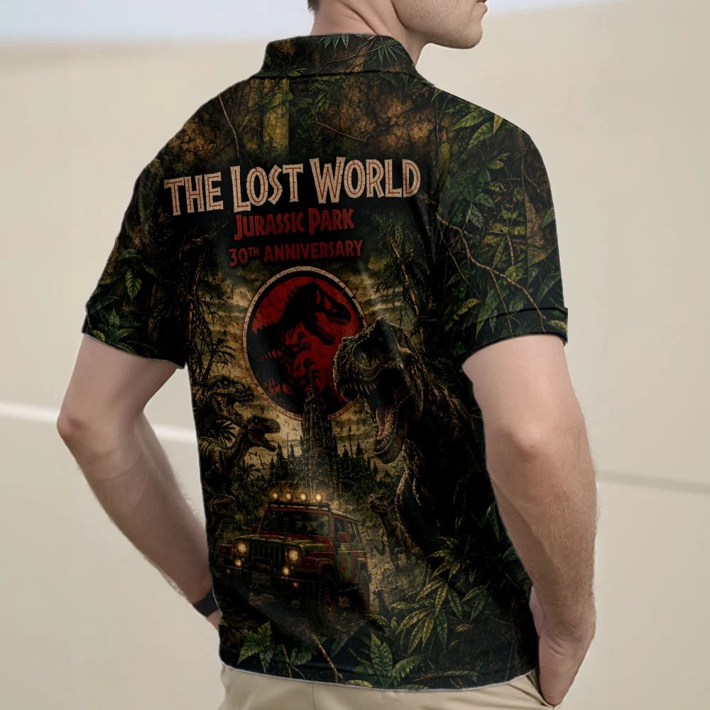 The Lost World: Jurassic Park 30th Anniversary Zip Polo Shirt – TMTHU8826
