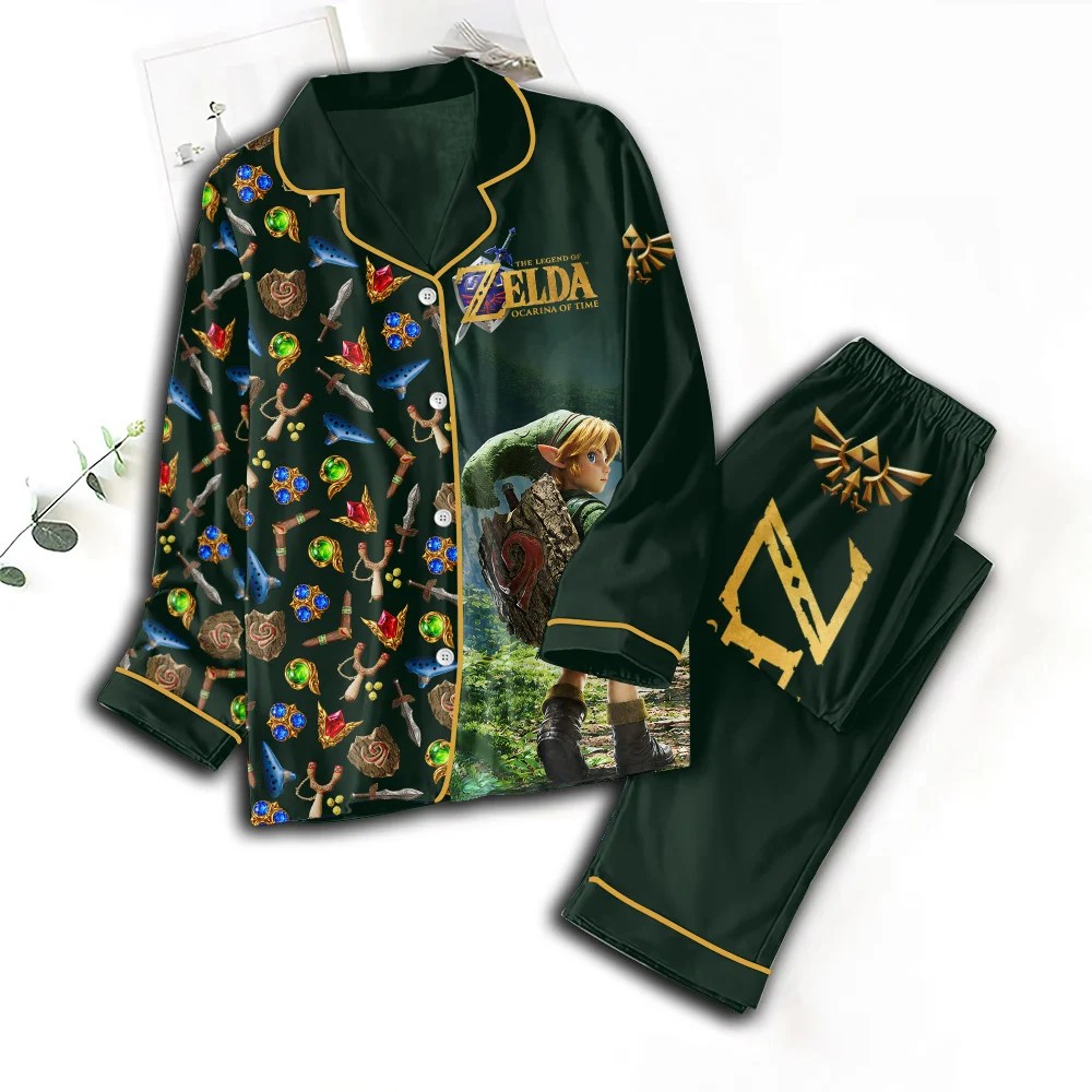 The Legend of Zelda: Ocarina of Time Satin Pajama Set with Piping – GNE8727