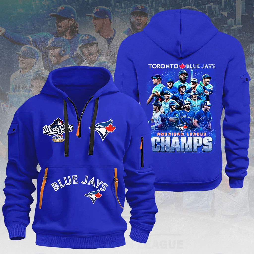 Toronto Blue Jays 2025 American League Champions 2D Quarter Zip Hoodie – HOATT14752