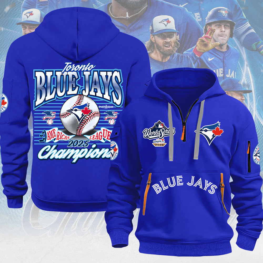 Toronto Blue Jays 2025 American League Champions 2D Quarter Zip Hoodie – MAITM13721