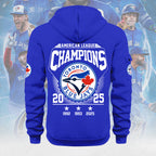 Toronto Blue Jays 2025 American League Champions 2D Quarter Zip Hoodie – MAITM13758