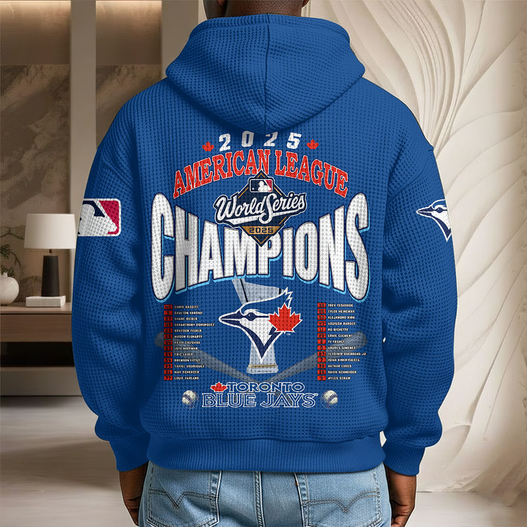 Toronto Blue Jays 2025 American League Champions 3D Unisex Waffle Hoodie – HOATT14997