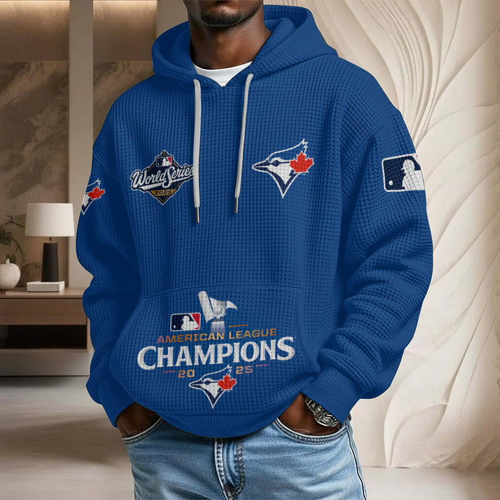 Toronto Blue Jays 2025 American League Champions 3D Unisex Waffle Hoodie – HOATT14930
