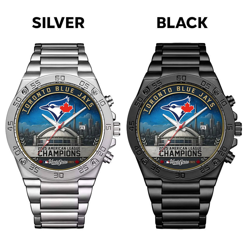 Toronto Blue Jays 2025 American League Champions Gentleman Stainless Steel Watch – MAITM13771