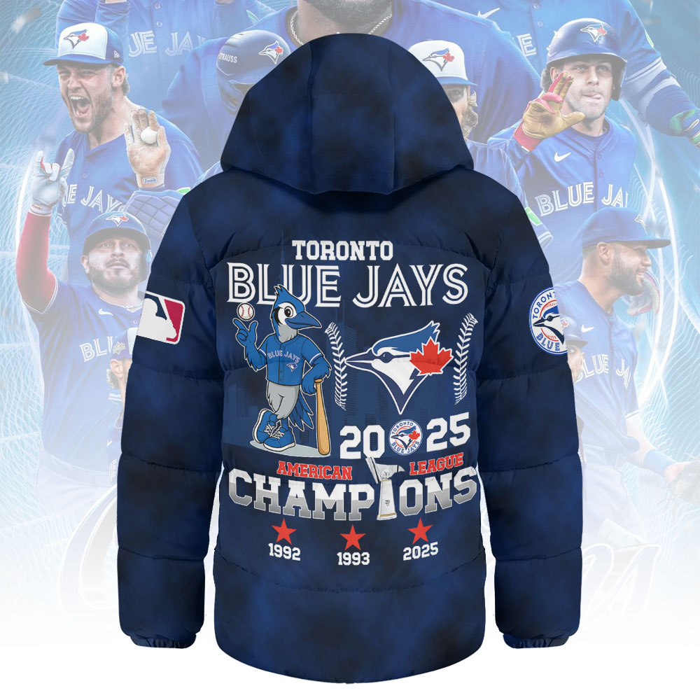 Toronto Blue Jays 2025 American League Champions Thickened Down Hooded Jacket – MAITM13889