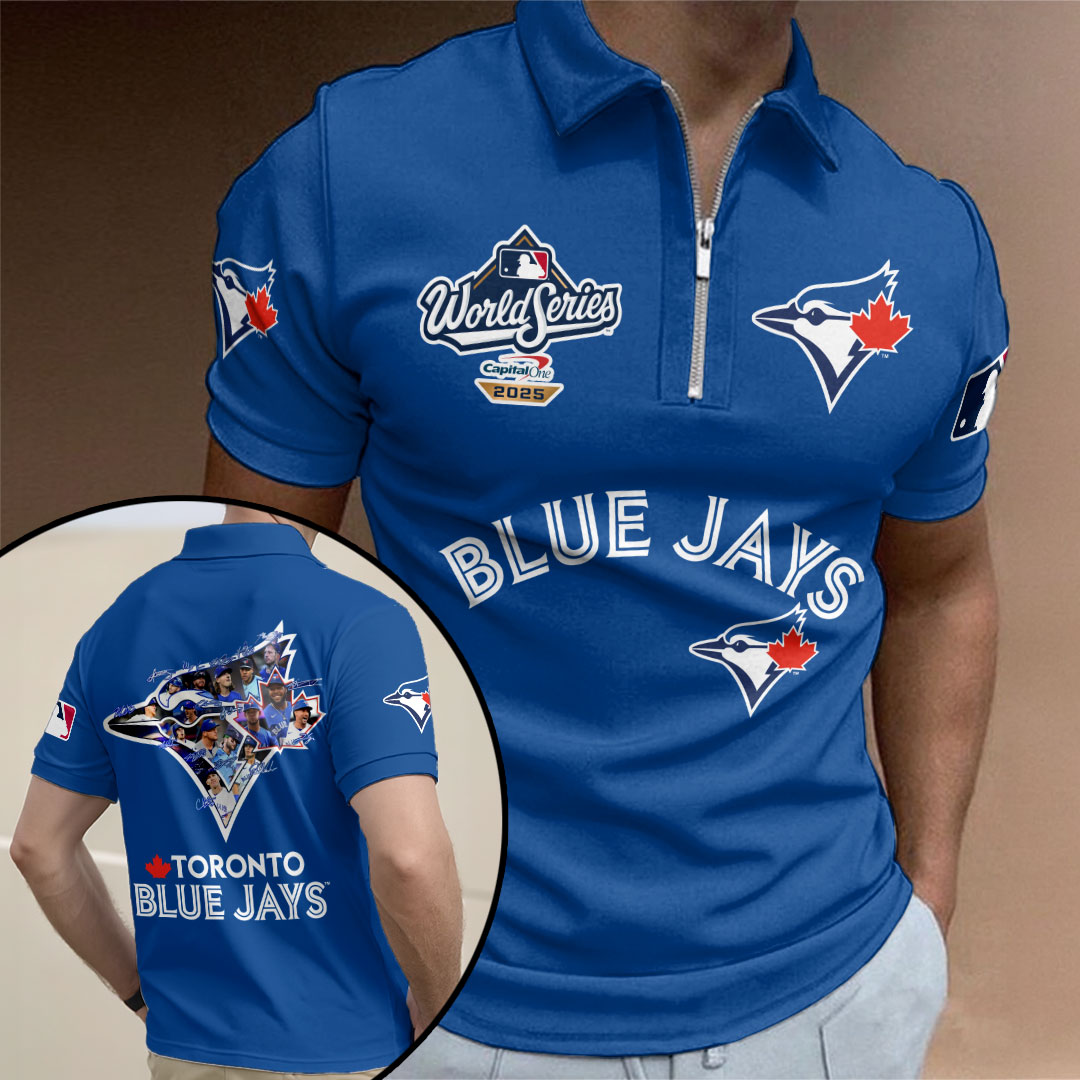 Toronto Blue Jays 2025 American League Champions Zip Polo Shirt – HOATT14827