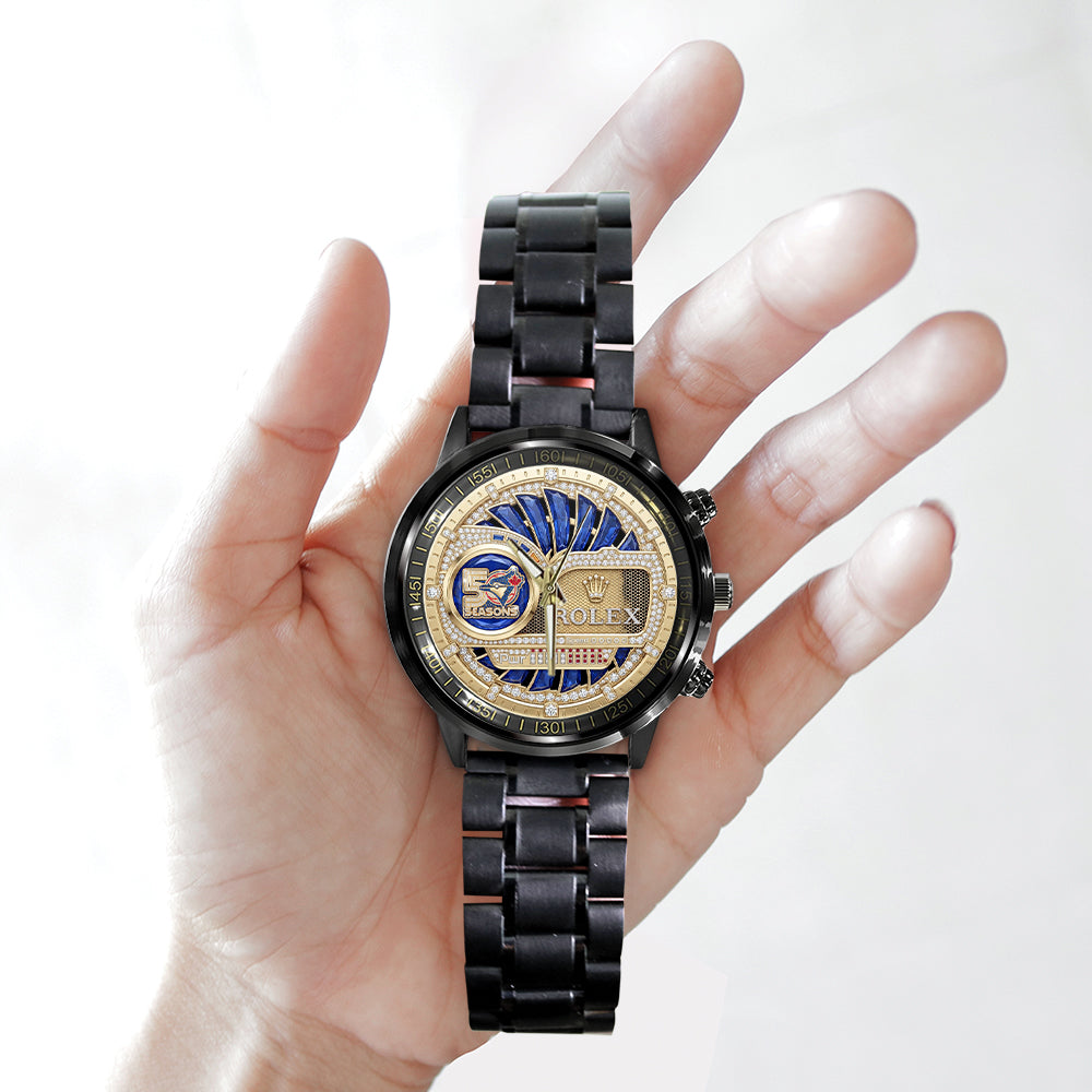 Toronto Blue Jays 50th Anniversary Black Stainless Steel Watch – GNE5944
