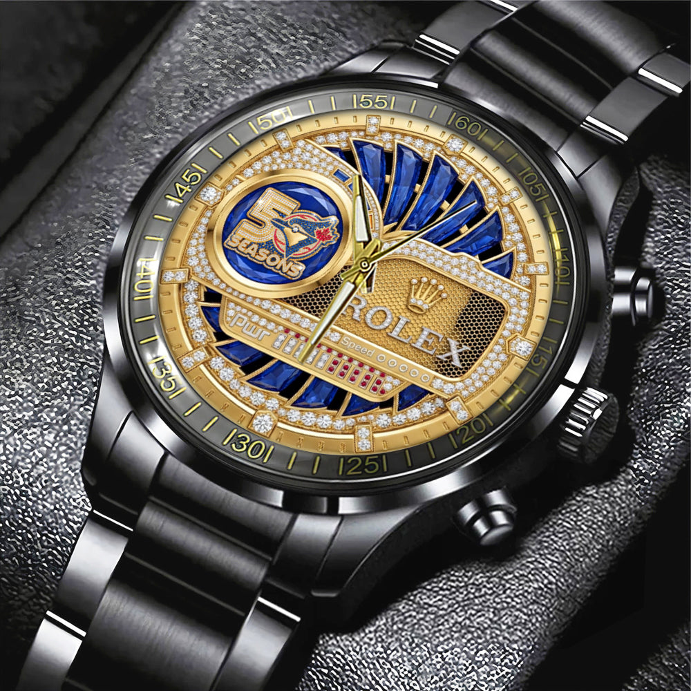 Toronto Blue Jays 50th Anniversary Black Stainless Steel Watch – GNE5944