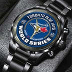 Toronto Blue Jays 2025 American League Champions Black Stainless Steel Watch – TANTN17652