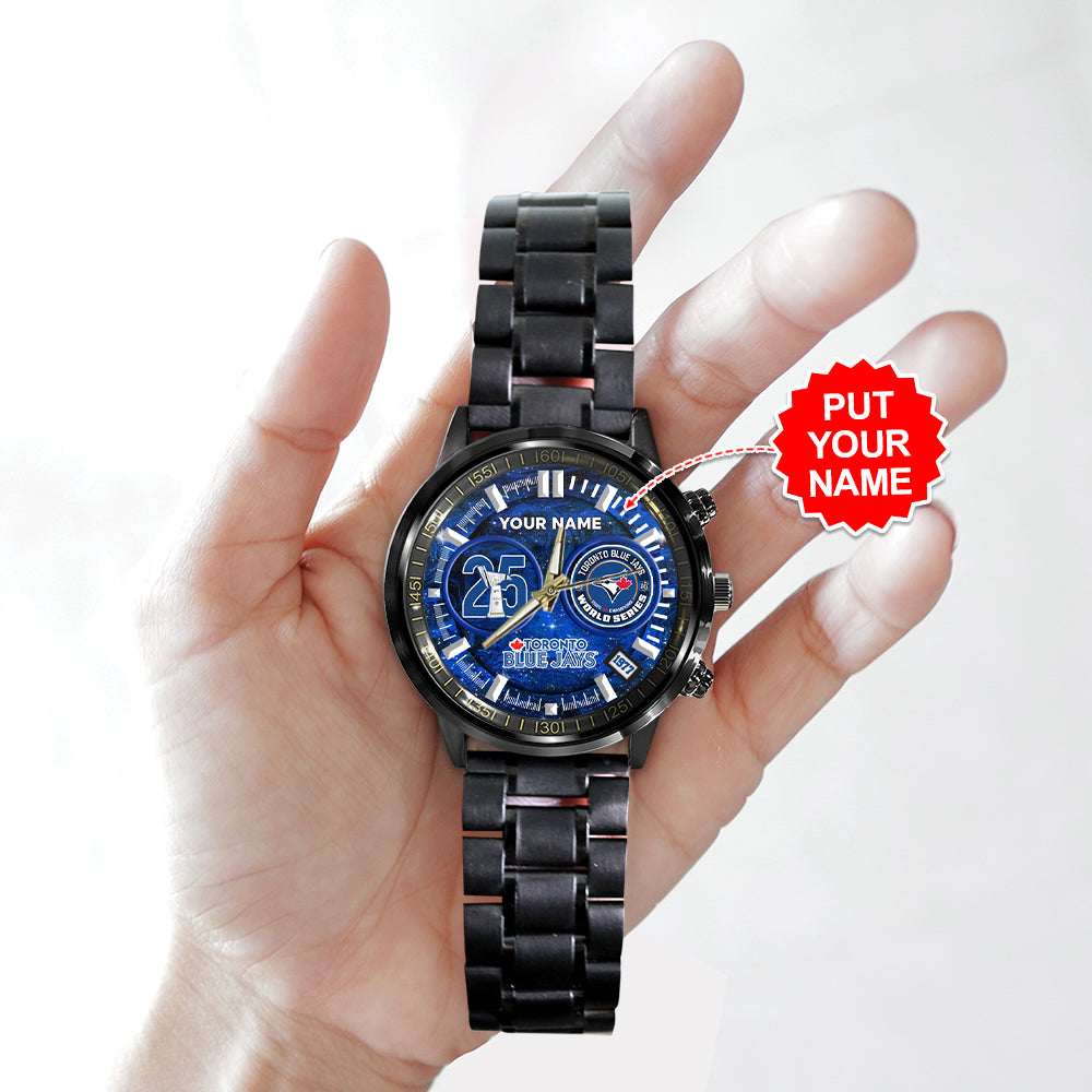 Personalized Toronto Blue Jays Black Stainless Steel Watch – GNENEW766